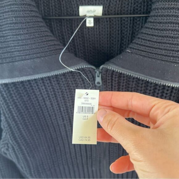 NWT Aerie Black Cowl Neck Cropped Sweater Jacket with Ribbed Knit size Small - Picture 4 of 9